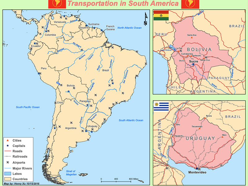 Example of student work includes maps of South America.