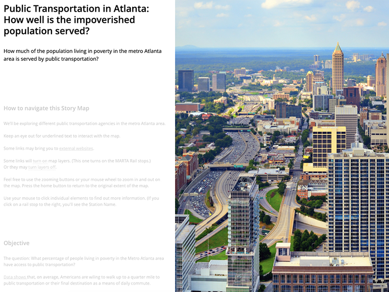 Example of student work includes an image of the Atlanta skyline